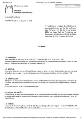 Portaria nº524/2022-PR - Retifica as Portarias nº106/2011-PR e 085/2014-PR