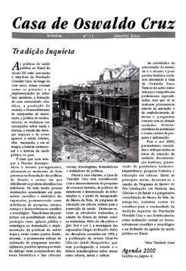 Boletim nº 1 da Casa de Oswaldo Cruz