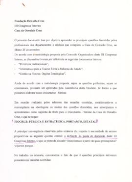 Discussões da COC sobre III Congresso Interno da Fiocruz