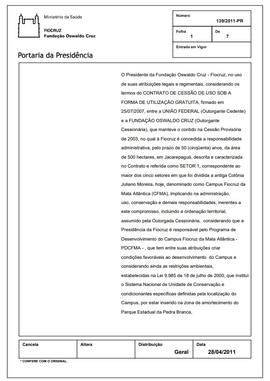 Portaria nº139/2011-PR - Conferir eficácia ao Plano Diretor do CFMA