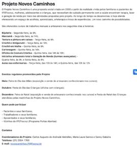 Matéria | Projeto Novos Caminhos