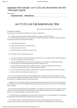 Lei n° 2312 de 3 setembro de 1954 - Cria a Escola Nacional de Saúde Pública